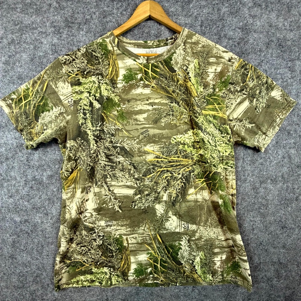 RedHead T-Shirt Men 2XL Olive Green Realtree Hunting Fishing Outdoor‎ Crew Neck